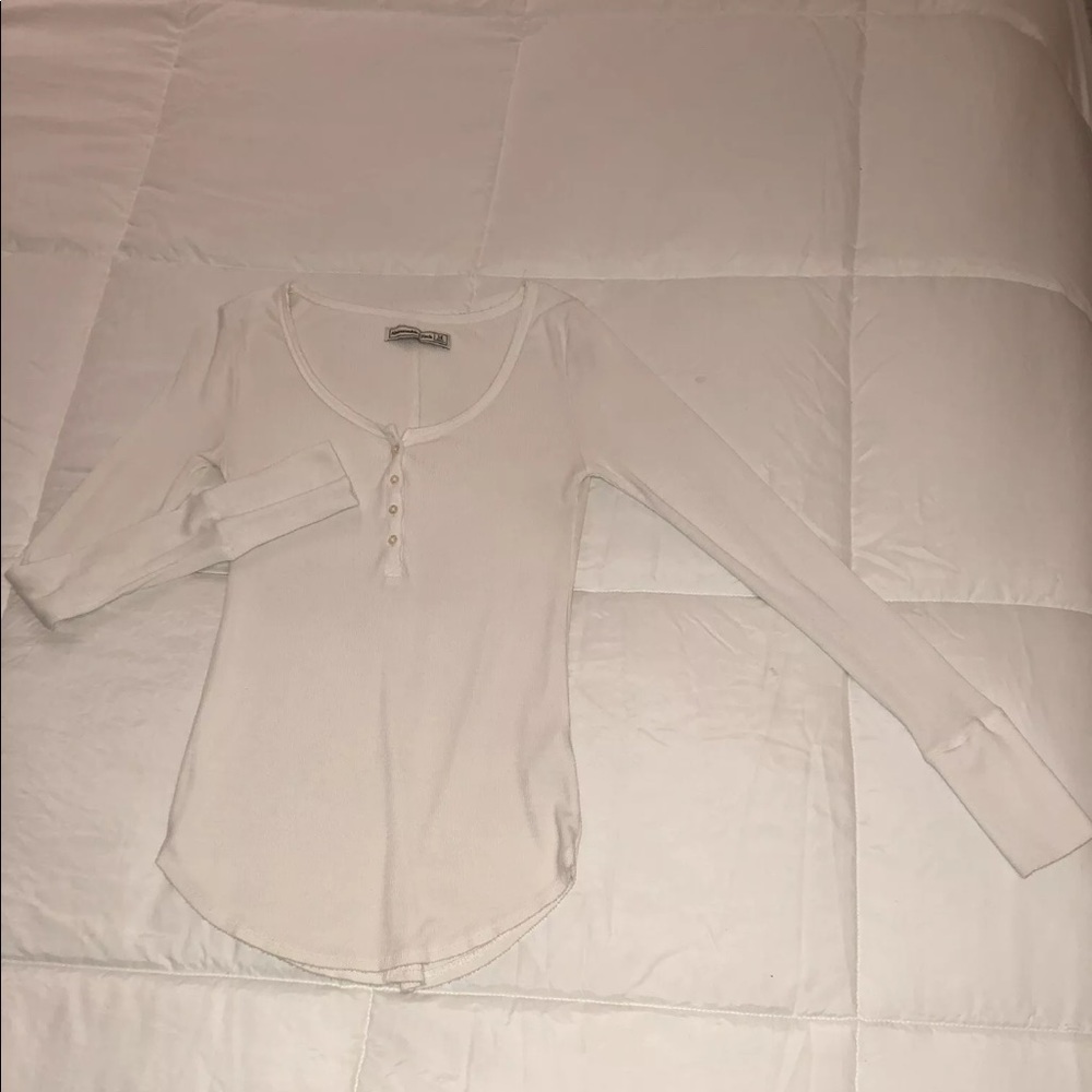 Abercrombie & Fitch Henley long sleeve cream top L